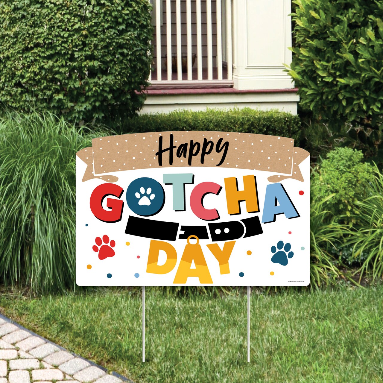 Big Dot of Happiness Happy Gotcha Day - Dog and Cat Pet Adoption Party Yard Sign Lawn Decorations - Party Yardy Sign